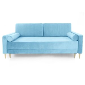 Прямой диван "Марсель", механизм тик-так, блок независимых пружин, велюр, цвет синий