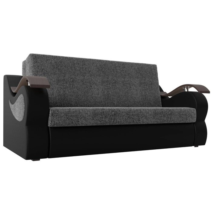 Прямой диван "Меркурий 140", механизм аккордеон, рогожка / экокожа, цвет серый / чёрный от компании Интернет-гипермаркет «MALL24» - фото 1