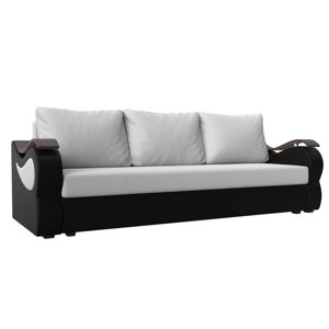 Прямой диван "Меркурий лайт", механизм еврокнижка, экокожа, цвет белый / чёрный