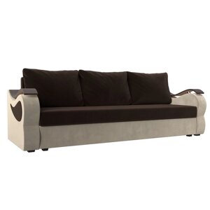 Прямой диван "Меркурий лайт", механизм еврокнижка, микровельвет, цвет коричневый / бежевый