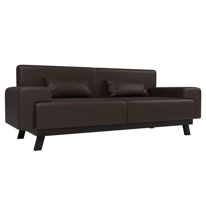 Прямой диван "Мюнхен", экокожа, цвет коричневый от компании Интернет-гипермаркет «MALL24» - фото 1