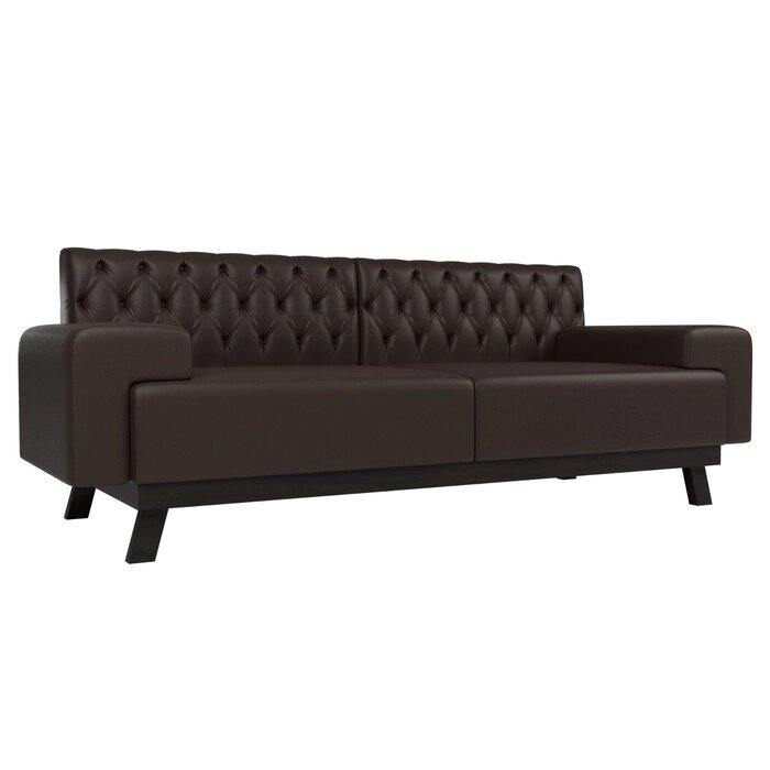 Прямой диван "Мюнхен Люкс", экокожа, цвет коричневый от компании Интернет-гипермаркет «MALL24» - фото 1
