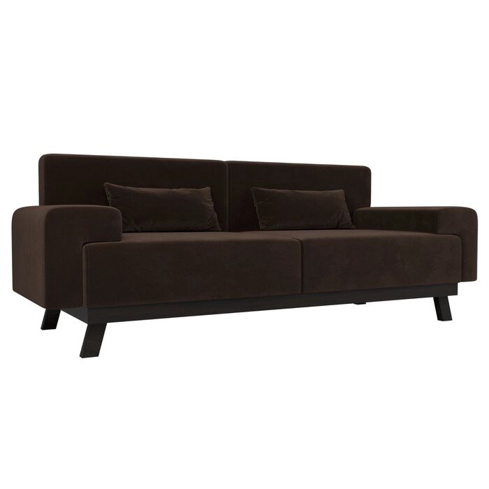 Прямой диван "Мюнхен", микровельвет, цвет коричневый от компании Интернет-гипермаркет «MALL24» - фото 1