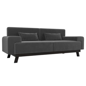 Прямой диван "Мюнхен", велюр, цвет серый