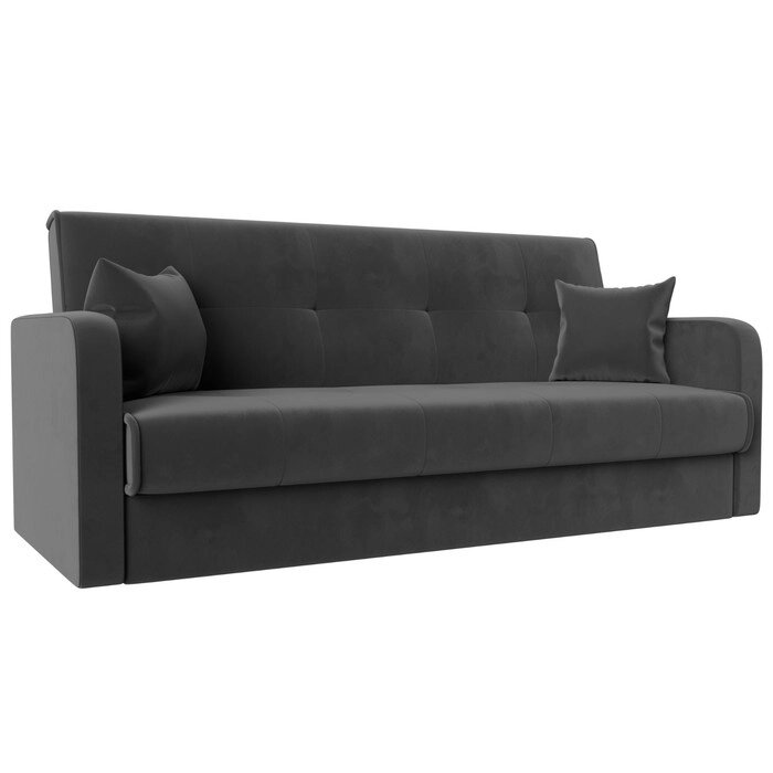 Прямой диван "Надежда", механизм книжка, велюр, цвет серый от компании Интернет-гипермаркет «MALL24» - фото 1