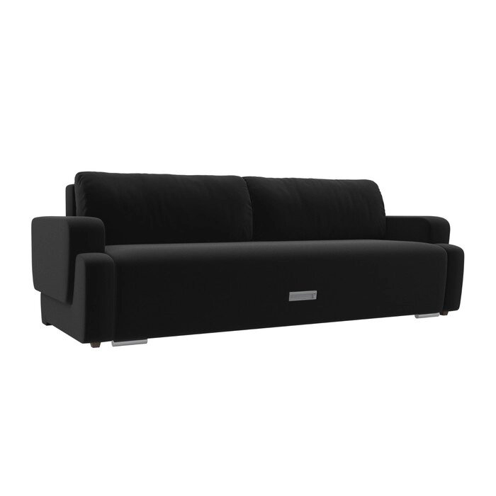 Прямой диван "Ника", механизм еврокнижка, микровельвет, цвет чёрный от компании Интернет-гипермаркет «MALL24» - фото 1