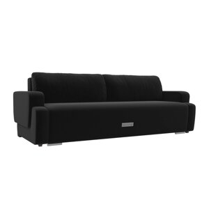 Прямой диван "Ника", механизм еврокнижка, микровельвет, цвет чёрный
