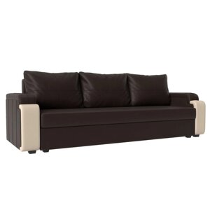 Прямой диван "Николь лайт", механизм еврокнижка, экокожа, цвет коричневый / бежевый