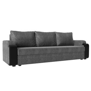 Прямой диван "Николь лайт", механизм еврокнижка, рогожка / экокожа, цвет серый / чёрный
