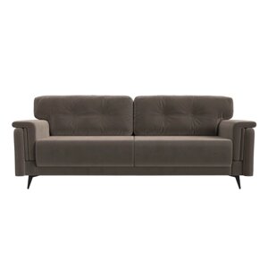 Прямой диван "Оксфорд", механизм пантограф, велюр, цвет коричневый