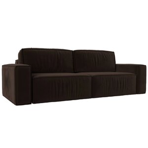 Прямой диван "Прага классик", механизм еврокнижка, микровельвет, цвет коричневый