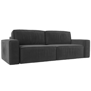 Прямой диван "Прага классик", механизм еврокнижка, велюр, цвет серый