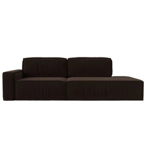 Прямой диван "Прага модерн", еврокнижка, подлокотник слева, микровельвет, цвет коричневый