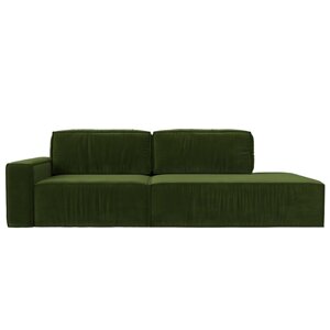 Прямой диван "Прага модерн", еврокнижка, подлокотник слева, микровельвет, цвет зелёный