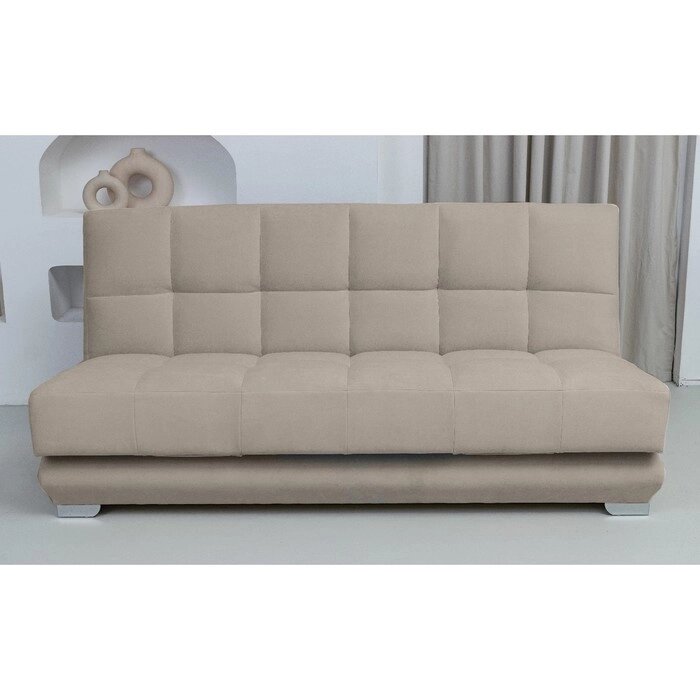 Прямой диван "Прайм 4", механизм книжка, независимый пружинный блок, велюр, цвет бежевый от компании Интернет-гипермаркет «MALL24» - фото 1