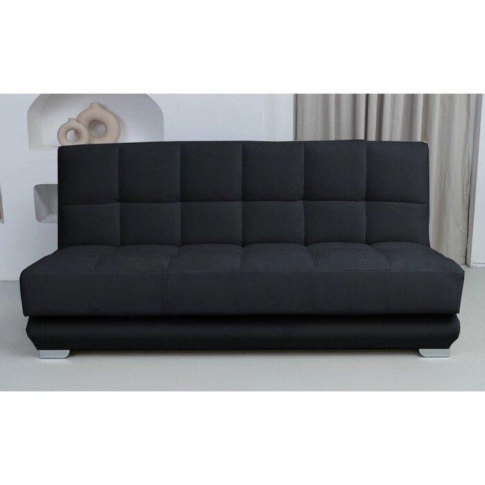 Прямой диван "Прайм 4", механизм книжка, независимый пружинный блок, велюр, цвет чёрный от компании Интернет-гипермаркет «MALL24» - фото 1