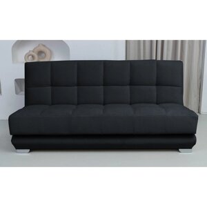 Прямой диван "Прайм 4", механизм книжка, независимый пружинный блок, велюр, цвет чёрный