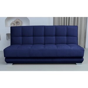 Прямой диван "Прайм 4", механизм книжка, независимый пружинный блок, велюр, цвет синий