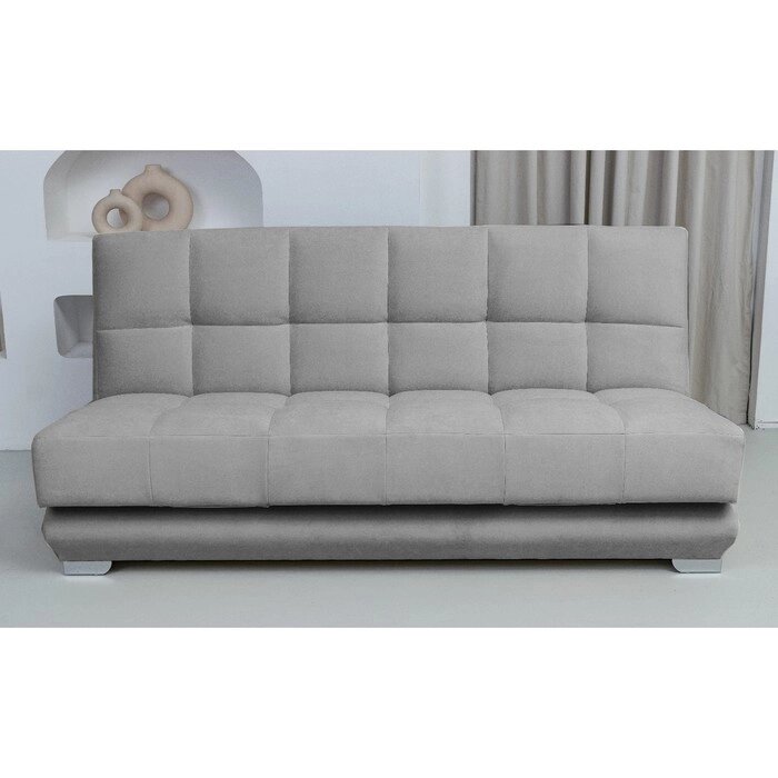 Прямой диван "Прайм 4", механизм книжка, независимый пружинный блок, велюр, светло-серый от компании Интернет-гипермаркет «MALL24» - фото 1