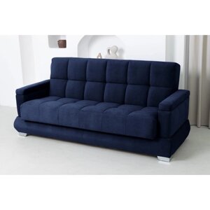 Прямой диван "Прайм 5", книжка, независимый пружинный блок, велюр, цвет тёмно-синий