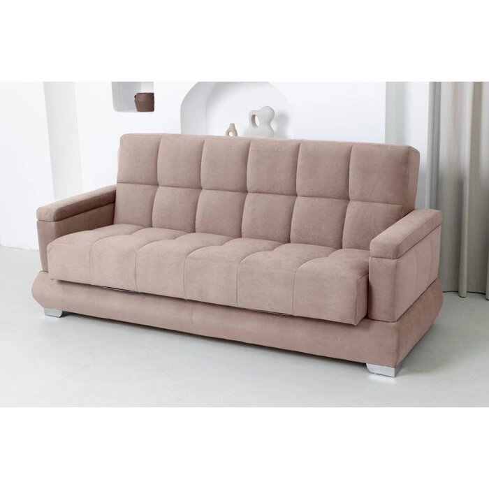 Прямой диван "Прайм 5", механизм книжка, независимый пружинный блок, велюр, цвет бежевый от компании Интернет-гипермаркет «MALL24» - фото 1