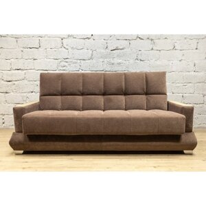 Прямой диван "Прайм 5", механизм книжка, НПБ, цвет шоколадный / МДФ светлый