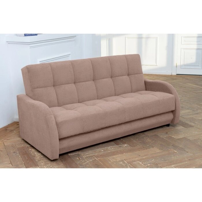Прямой диван "Прайм 6", механизм книжка, независимый пружинный блок, велюр, цвет бежевый от компании Интернет-гипермаркет «MALL24» - фото 1