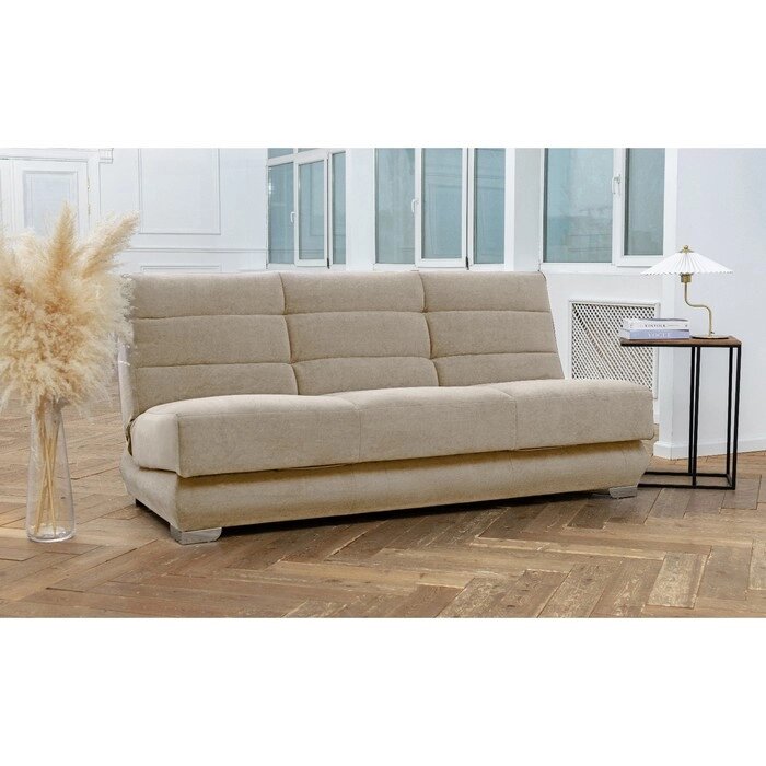 Прямой диван "Прайм 8", механизм книжка, независимый пружинный блок, велюр, цвет бежевый от компании Интернет-гипермаркет «MALL24» - фото 1