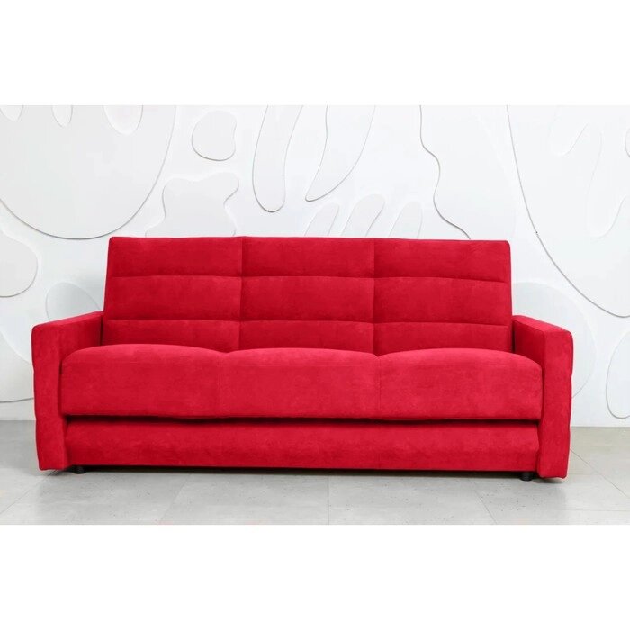 Прямой диван "Прайм 9", механизм книжка, независимый пружинный блок, велюр, цвет красный от компании Интернет-гипермаркет «MALL24» - фото 1