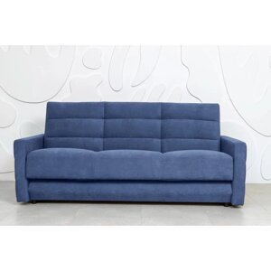 Прямой диван "Прайм 9", механизм книжка, независимый пружинный блок, велюр, цвет синий