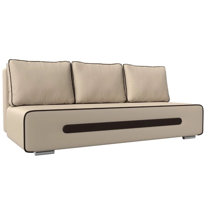 Прямой диван "Приам", механизм еврокнижка, экокожа, цвет бежевый от компании Интернет-гипермаркет «MALL24» - фото 1