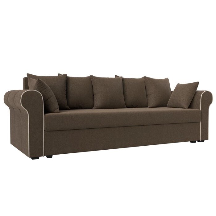 Прямой диван "Рейн", механизм еврокнижка, рогожка, цвет коричневый / кант бежевый от компании Интернет-гипермаркет «MALL24» - фото 1
