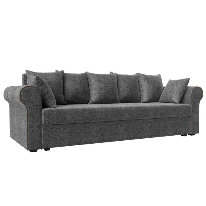 Прямой диван "Рейн", механизм еврокнижка, рогожка, цвет серый / кант коричневый от компании Интернет-гипермаркет «MALL24» - фото 1