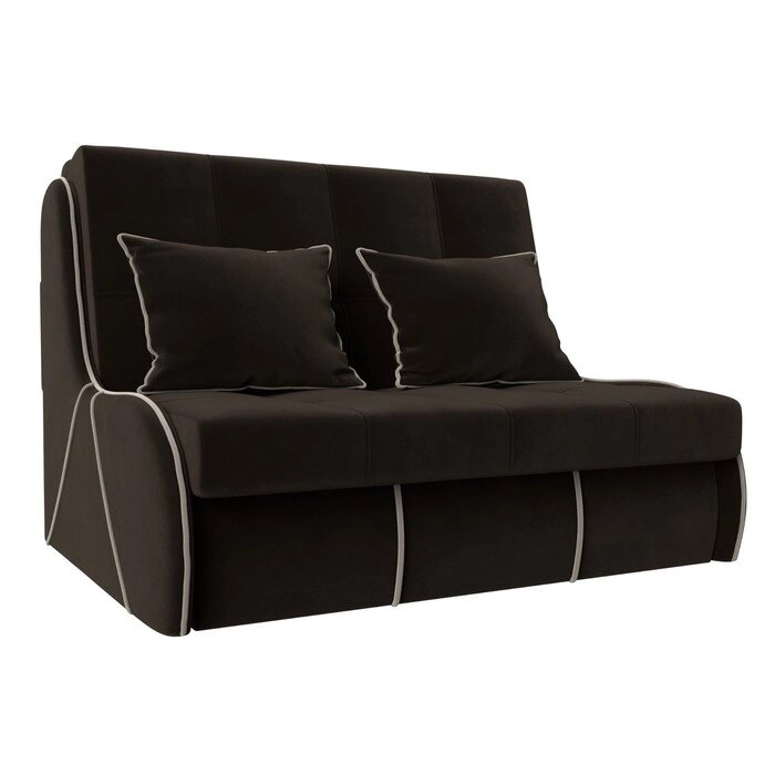 Прямой диван "Риттэр", механизм аккордеон, микровельвет, цвет коричневый от компании Интернет-гипермаркет «MALL24» - фото 1
