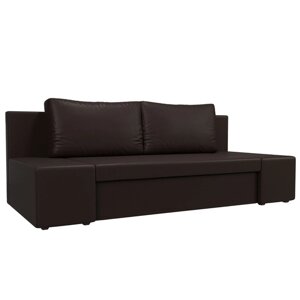 Прямой диван "Сан Ремо", еврокнижка, экокожа, цвет коричневый