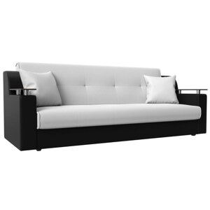 Прямой диван "Сенатор", механизм книжка, экокожа, цвет белый / чёрный