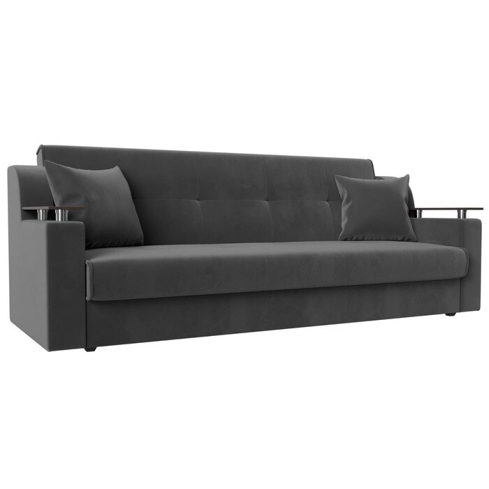 Прямой диван "Сенатор", механизм книжка, велюр, цвет серый от компании Интернет-гипермаркет «MALL24» - фото 1