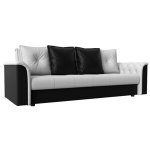 Прямой диван "Сиеста", механизм книжка, экокожа, цвет белый / чёрный