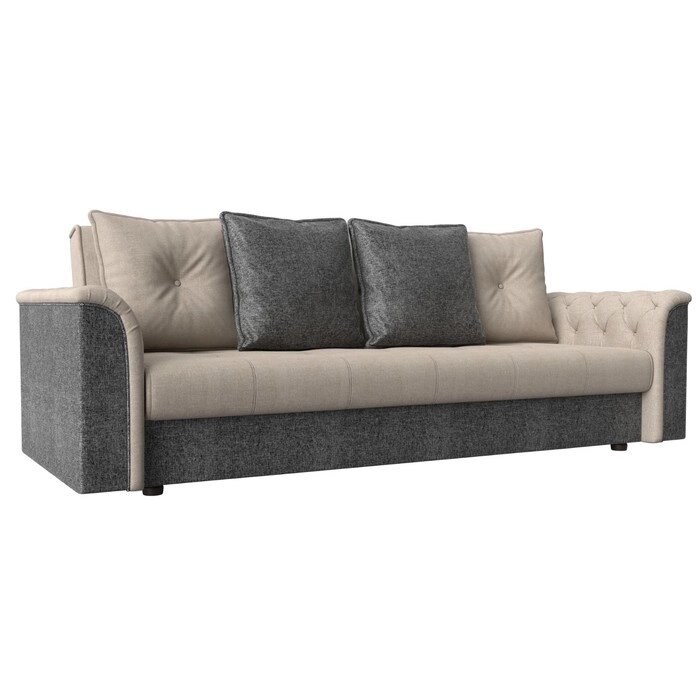 Прямой диван "Сиеста", механизм книжка, рогожка, цвет бежевый / серый от компании Интернет-гипермаркет «MALL24» - фото 1