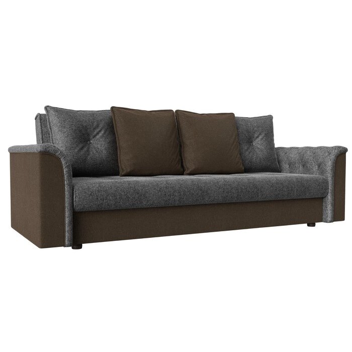 Прямой диван "Сиеста", механизм книжка, рогожка, цвет серый / коричневый от компании Интернет-гипермаркет «MALL24» - фото 1