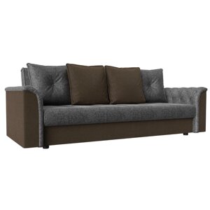 Прямой диван "Сиеста", механизм книжка, рогожка, цвет серый / коричневый