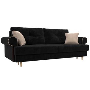Прямой диван "Сплин", механизм еврокнижка, велюр, цвет чёрный