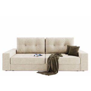 Прямой диван "Талисман 1", механизм пантограф, велюр, цвет селфи 01 / селфи 03
