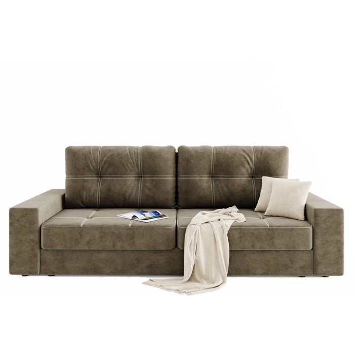 Прямой диван "Талисман 1", механизм пантограф, велюр, цвет селфи 03 / селфи 01 от компании Интернет-гипермаркет «MALL24» - фото 1