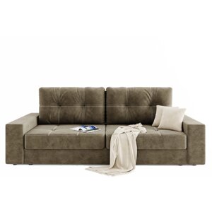 Прямой диван "Талисман 1", механизм пантограф, велюр, цвет селфи 03 / селфи 01