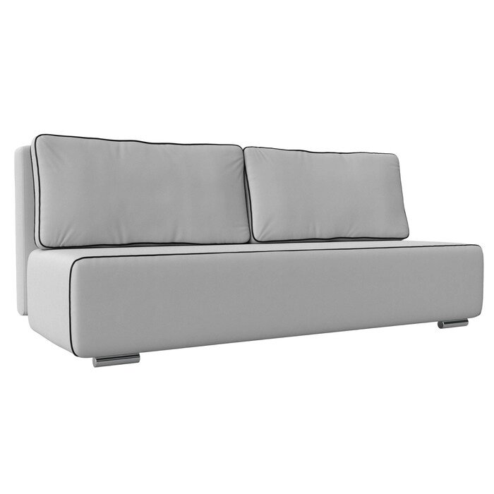 Прямой диван "Уно", еврокнижка, экокожа, цвет белый / кант чёрный от компании Интернет-гипермаркет «MALL24» - фото 1