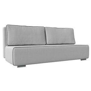 Прямой диван "Уно", еврокнижка, экокожа, цвет белый / кант чёрный