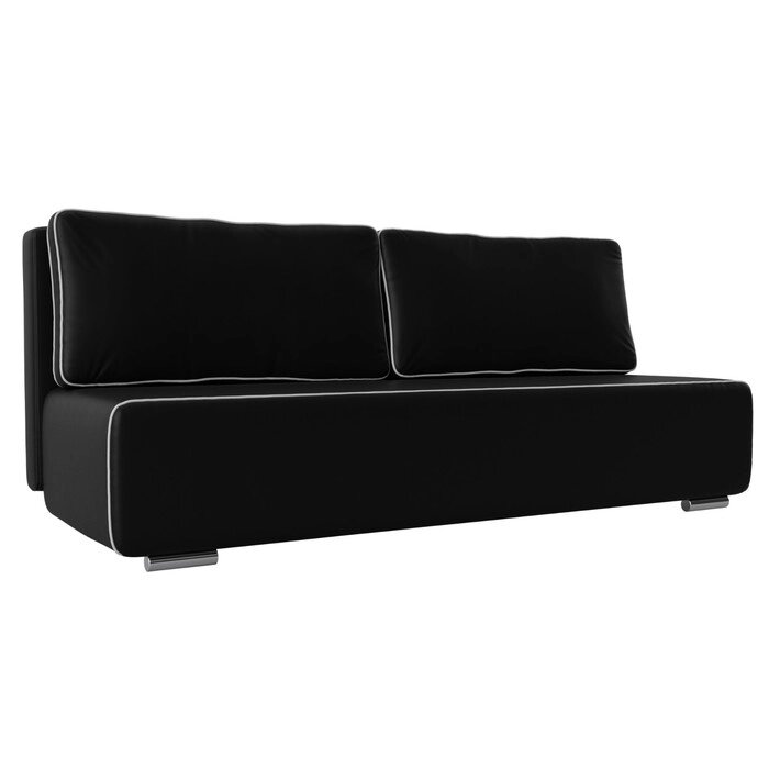 Прямой диван "Уно", еврокнижка, экокожа, цвет чёрный / кант белый от компании Интернет-гипермаркет «MALL24» - фото 1