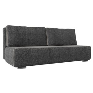 Прямой диван "Уно", еврокнижка, рогожка, цвет серый / кант бежевый