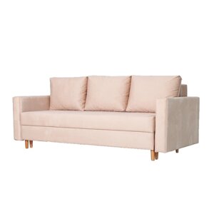 Прямой диван "Ванкувер", механизм еврокнижка, велюр, цвет бежевый